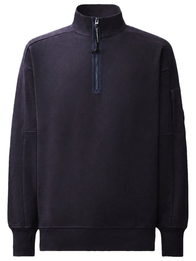Felpa con mezza zip diagonal raised fleece lens