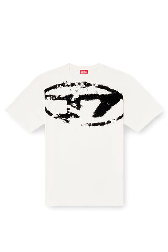 T-shirt con stampa distressed floccata