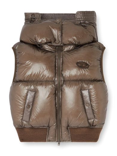 Gilet imbottito in tessuto ripstop con cappuccio removibile