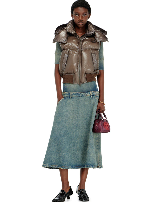 Gilet imbottito in tessuto ripstop con cappuccio removibile