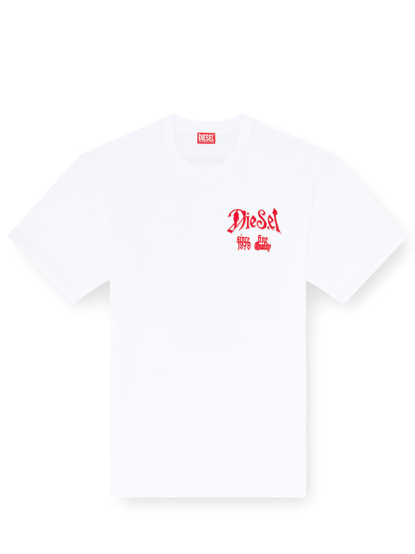 T-shirt in cotone con grafica floccata