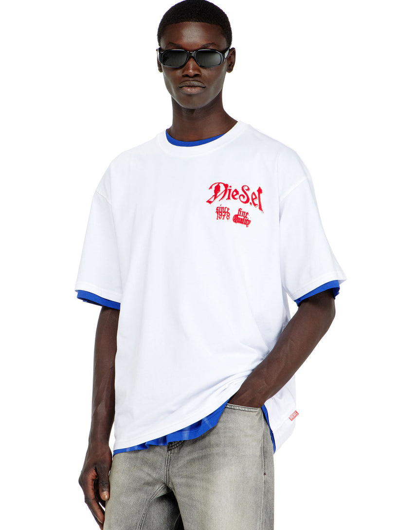 T-shirt in cotone con grafica floccata