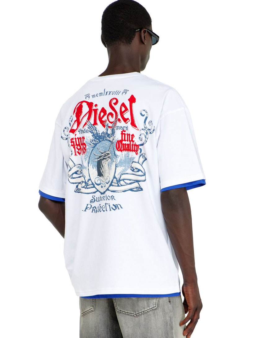 T-shirt in cotone con grafica floccata