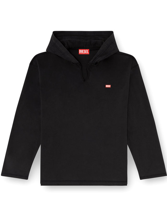 T-shirt a manica lunga con cappuccio in flanella