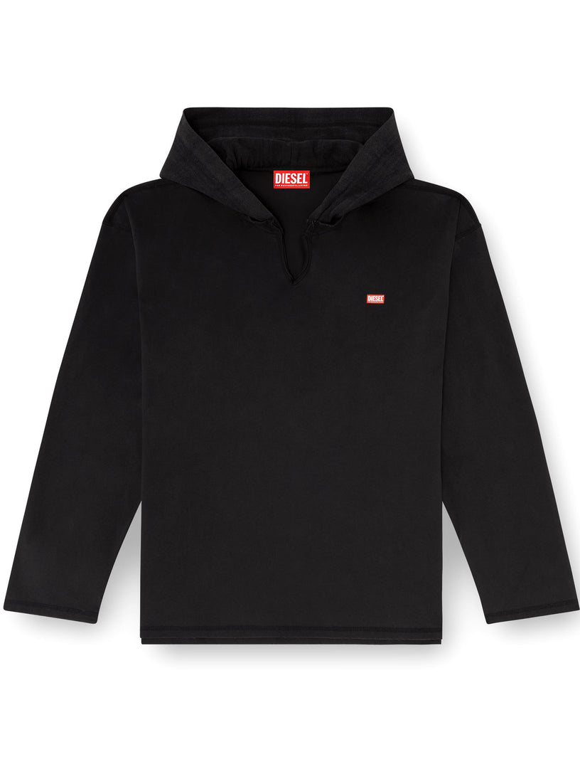 T-shirt a manica lunga con cappuccio in flanella