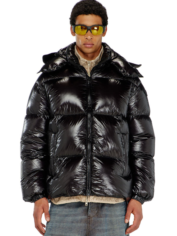 Down padded jacket with removable hood