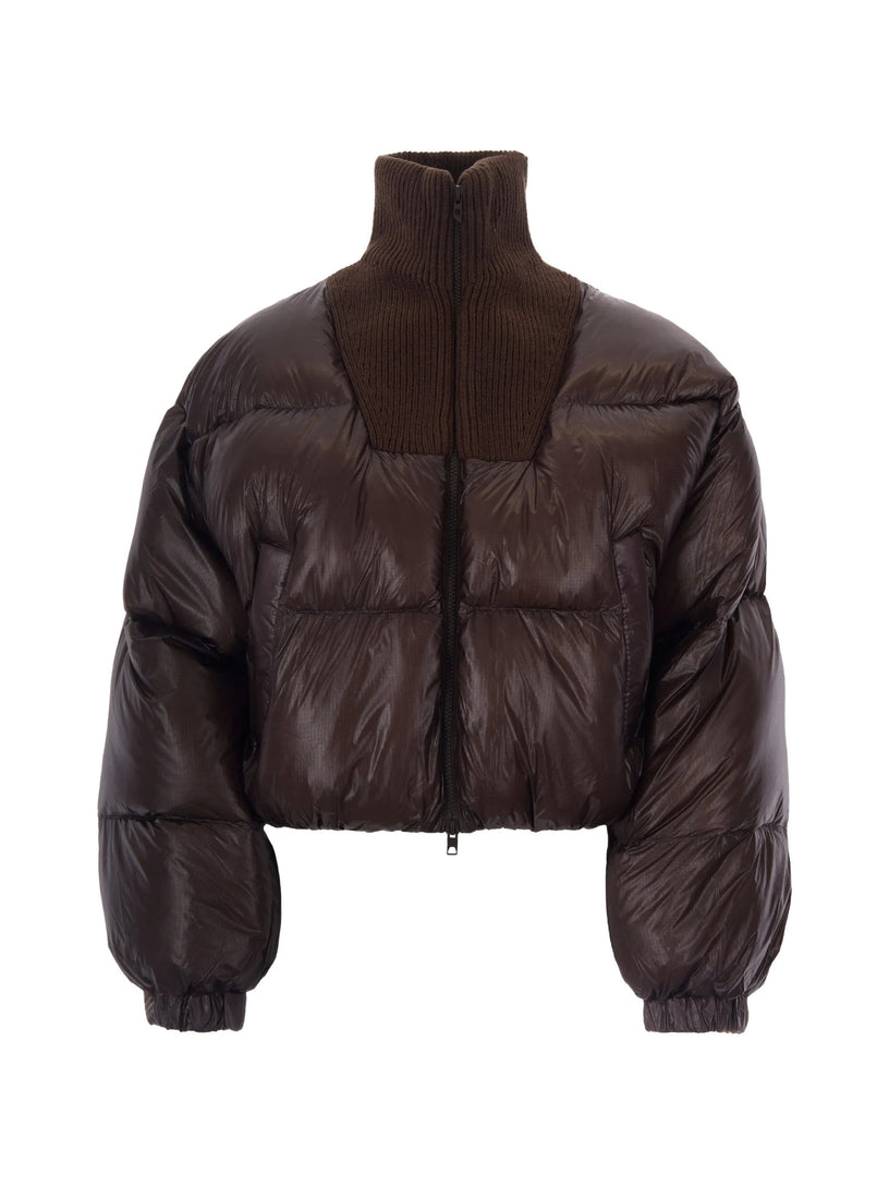 Piumino in tessuto ripstop con collo a maglia