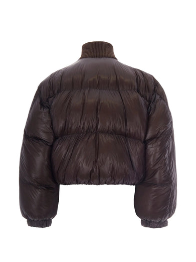 Piumino in tessuto ripstop con collo a maglia