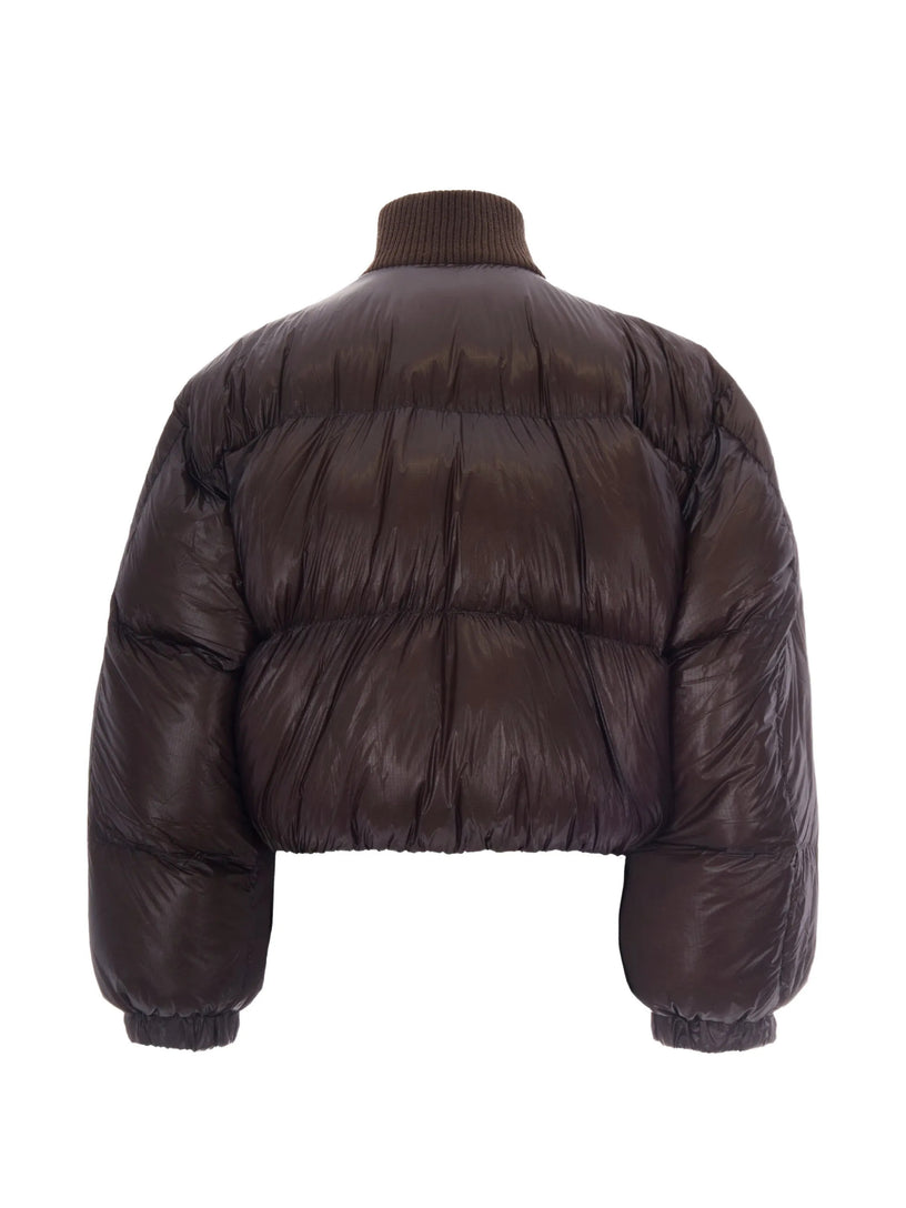 Piumino in tessuto ripstop con collo a maglia