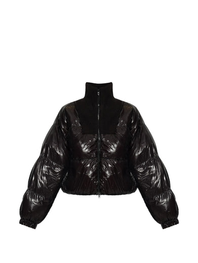 Piumino in tessuto ripstop con collo a maglia