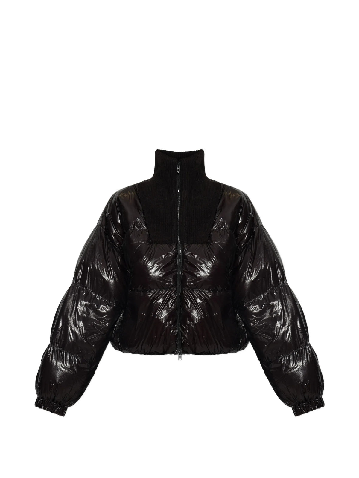 Piumino in tessuto ripstop con collo a maglia