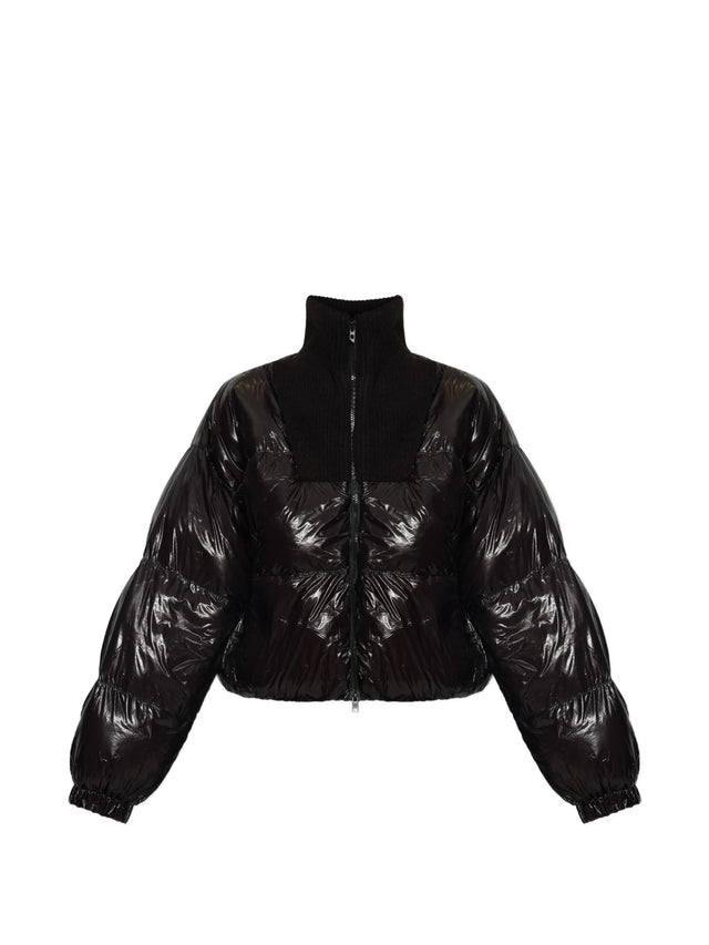 Piumino in tessuto ripstop con collo a maglia