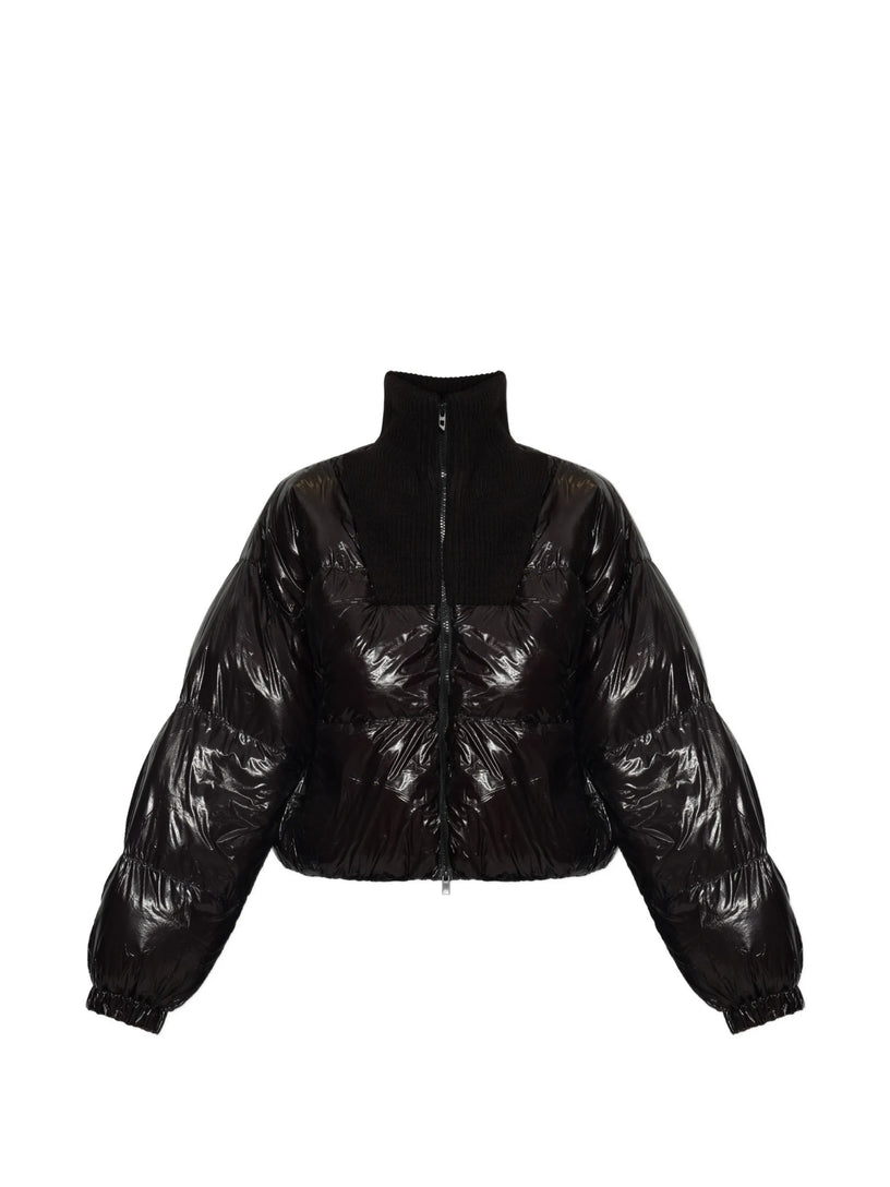 Piumino in tessuto ripstop con collo a maglia
