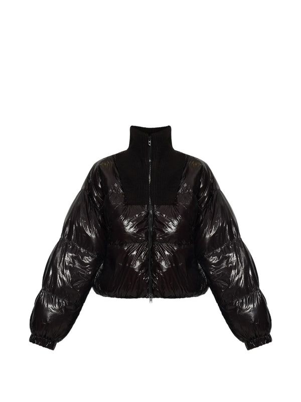 Piumino in tessuto ripstop con collo a maglia