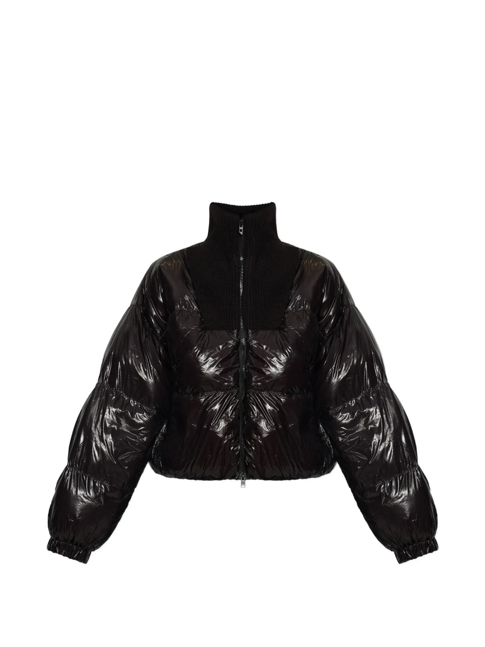 Ripstop fabric down jacket with knitted collar