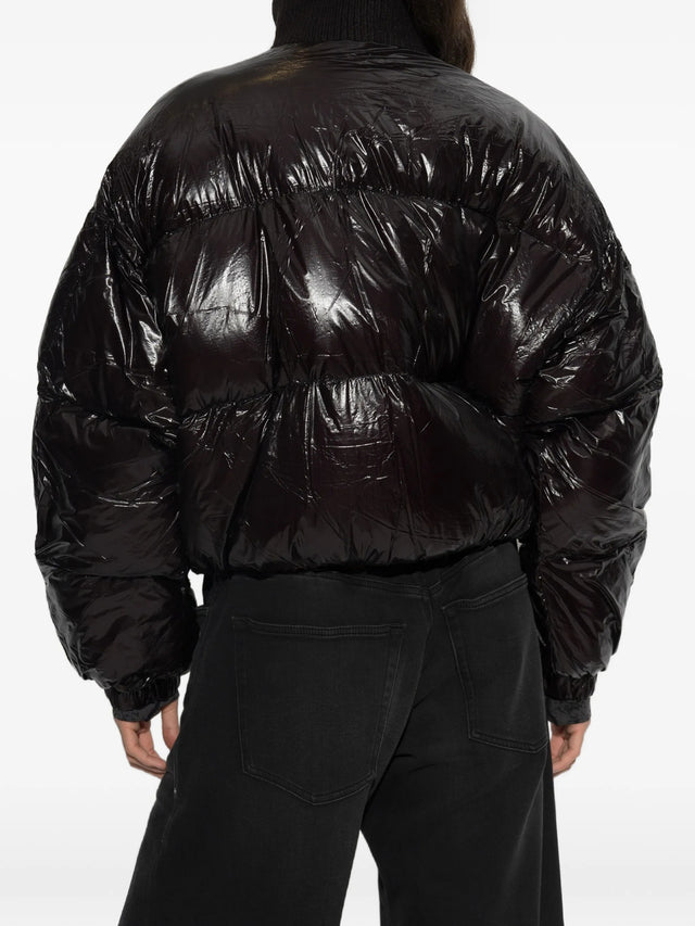 Ripstop fabric down jacket with knitted collar