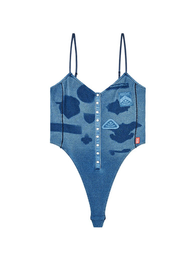 Body in jersey a costine con patch effetto ombra