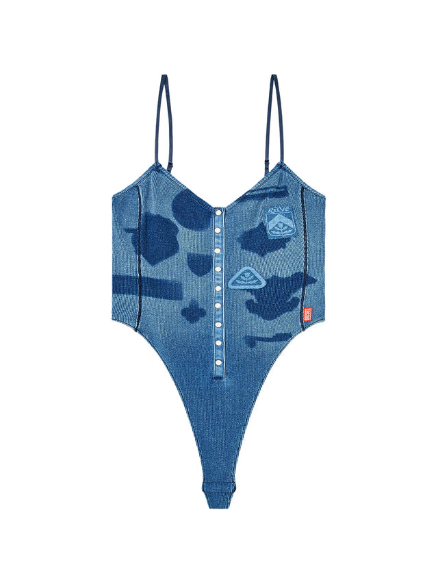 Body in jersey a costine con patch effetto ombra
