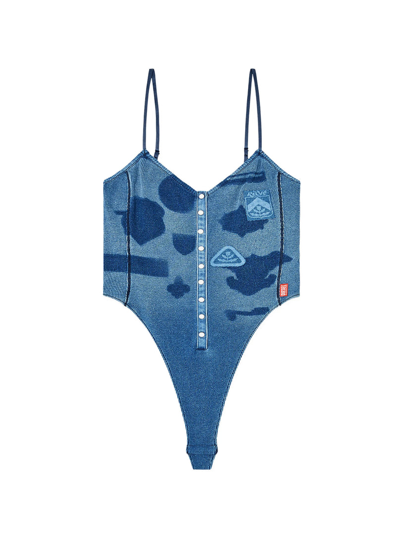 Body in jersey a costine con patch effetto ombra