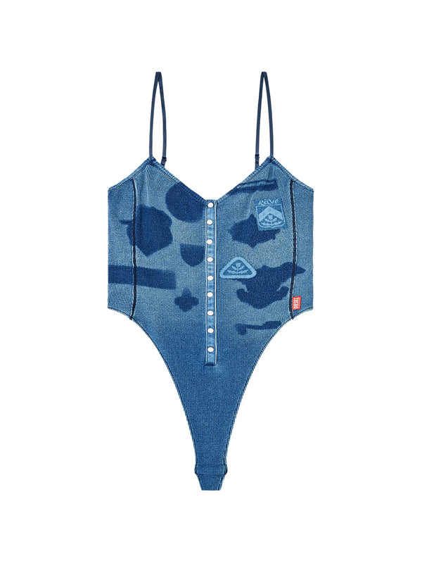 Bodysuit in ribbed jersey with shadow-patch effects