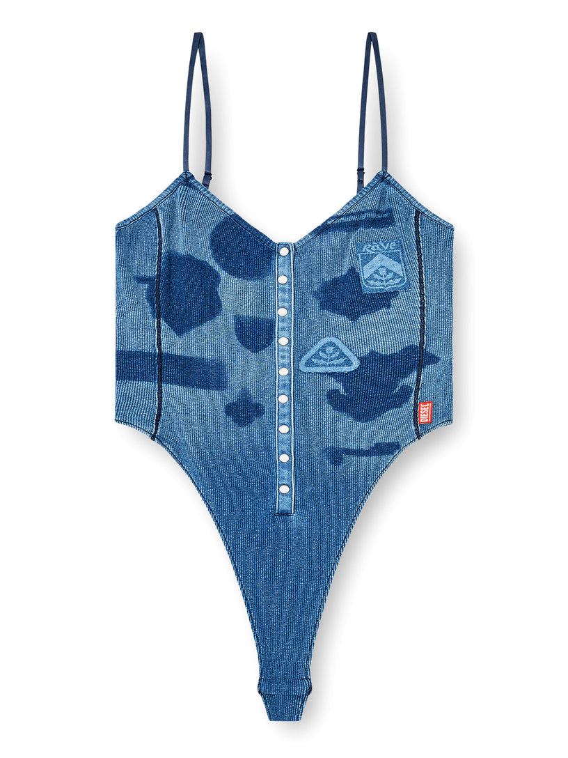 Body in jersey a costine con patch effetto ombra