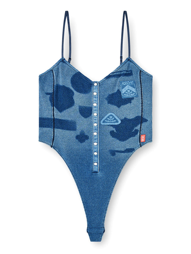 Bodysuit in ribbed jersey with shadow-patch effects