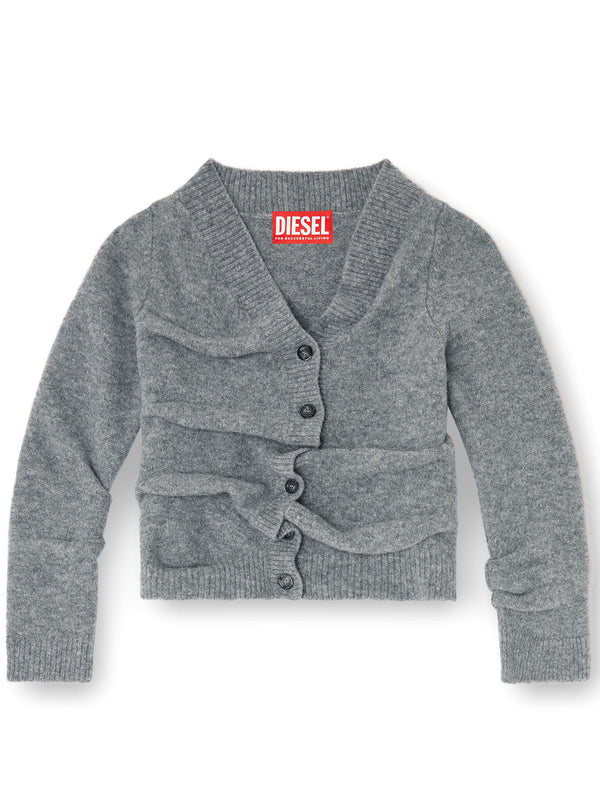 Cropped cardigan in hot-worked wrinkled knit