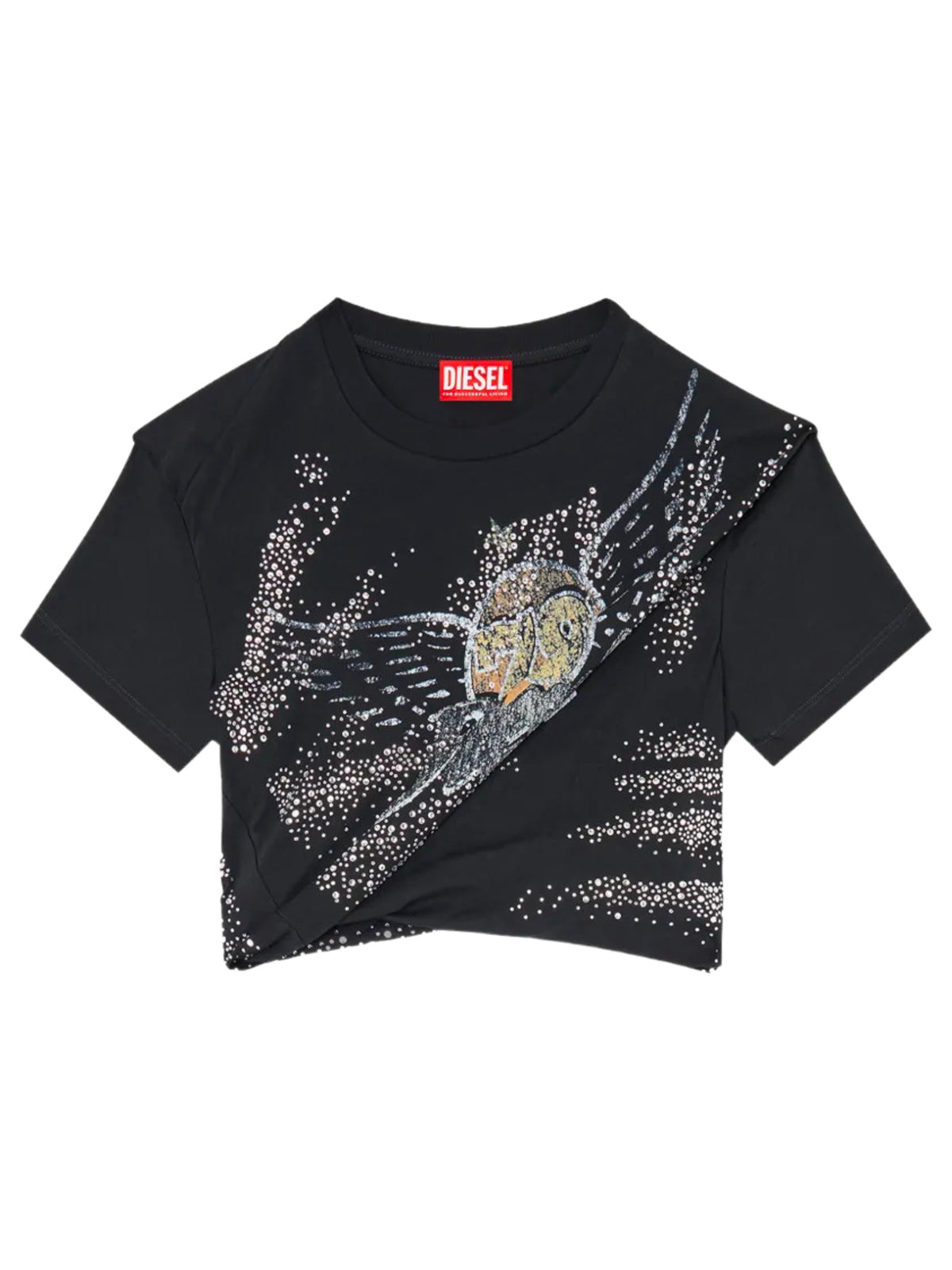 T-shirt arricciata in jersey a doppio strato