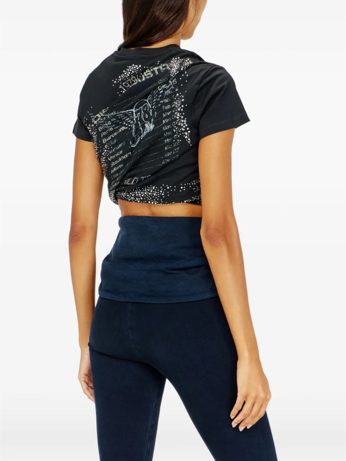 T-shirt arricciata in jersey a doppio strato