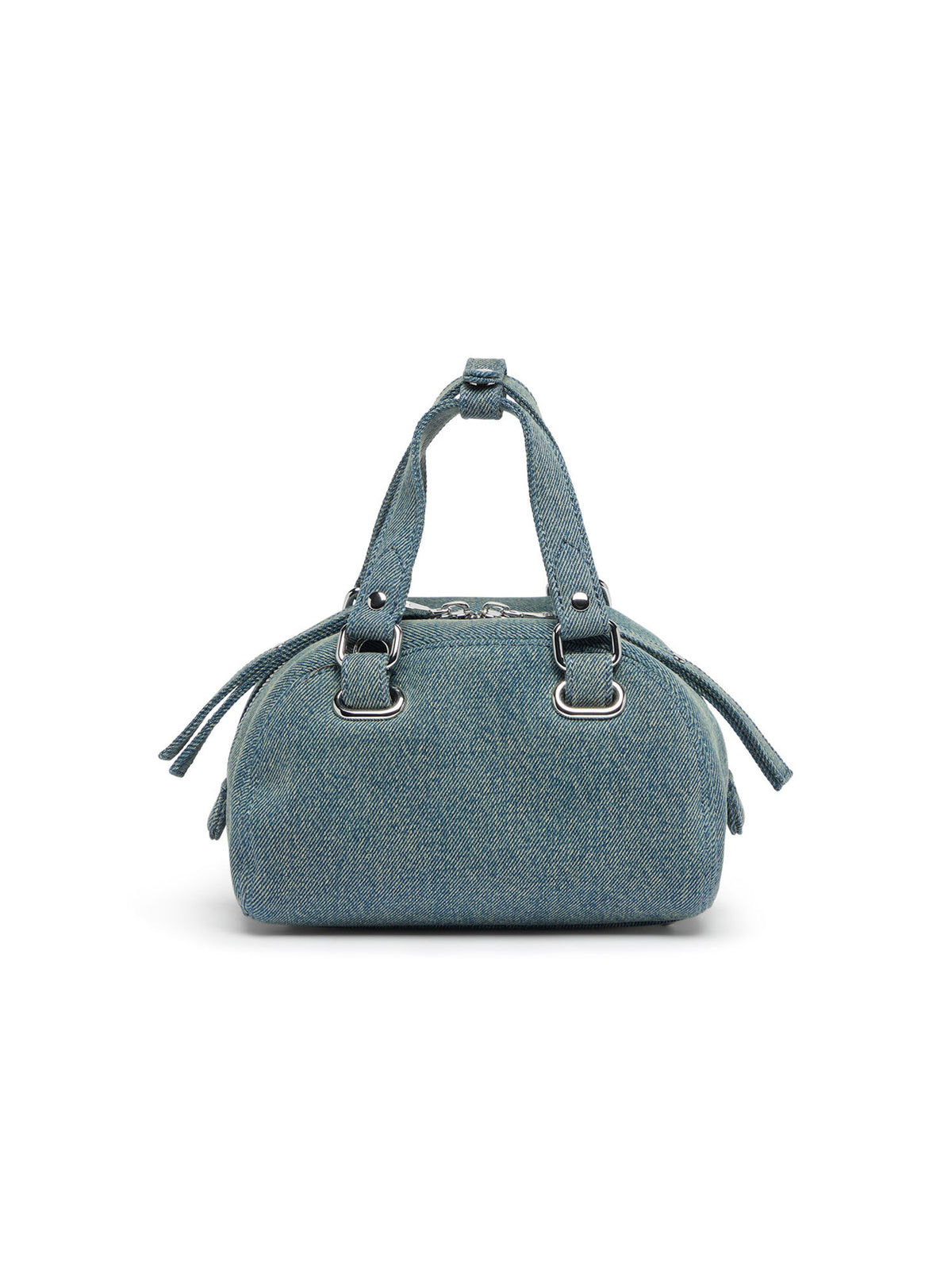 1DR Dome-Borsa bowling piccola in denim con logo Oval D