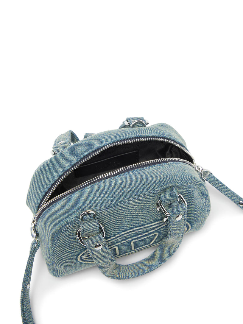 1DR Dome-Borsa bowling piccola in denim con logo Oval D