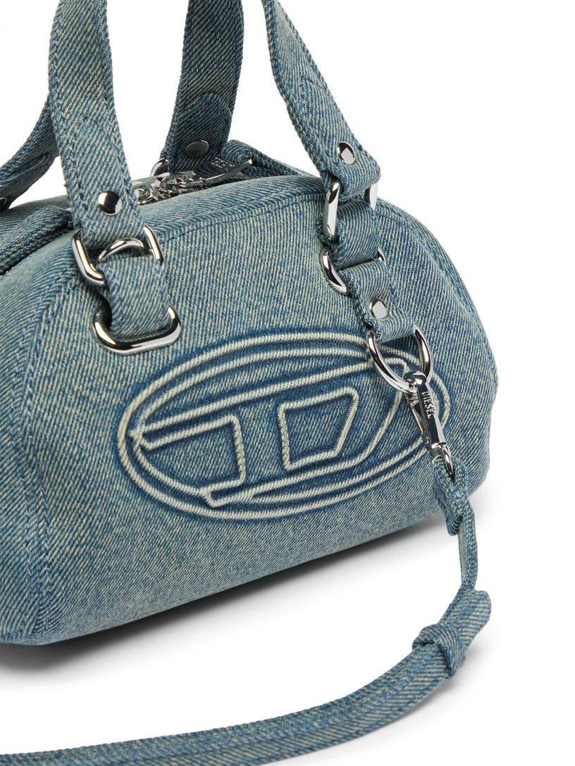 1DR Dome-Borsa bowling piccola in denim con logo Oval D