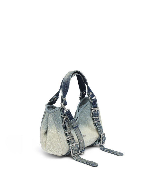 D-One - Small handbag in solarized denim with crystals