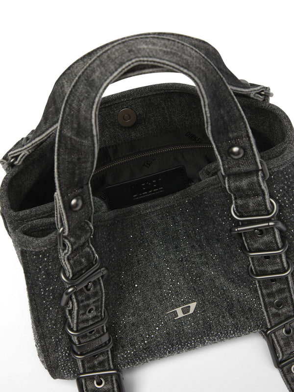D-One - Small handbag in solarized denim with crystals