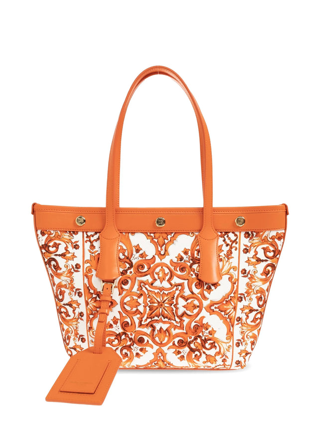 Borsa shopping Atene in canvas stampa maiolica