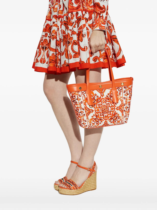 Borsa shopping Atene in canvas stampa maiolica