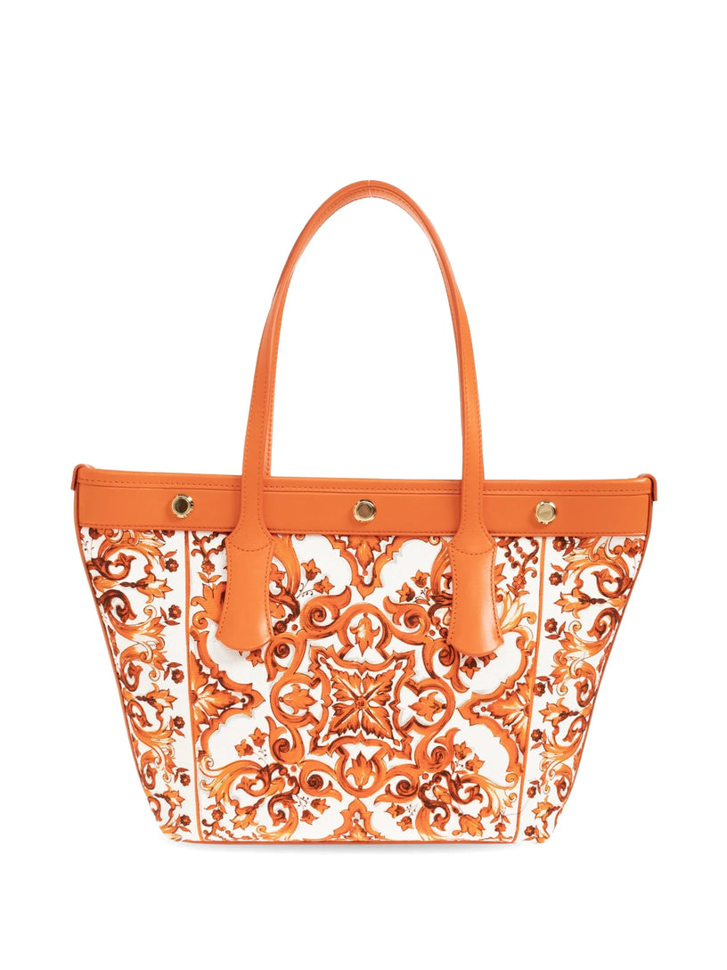Borsa shopping Atene in canvas stampa maiolica