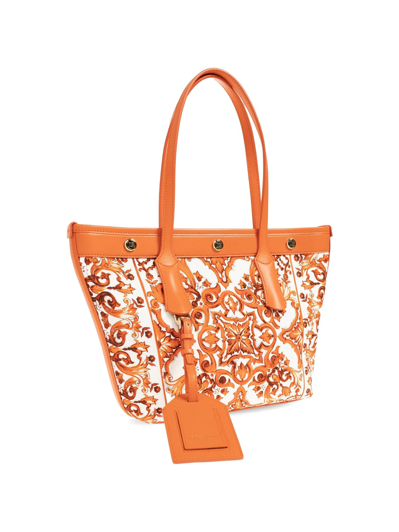 Borsa shopping Atene in canvas stampa maiolica