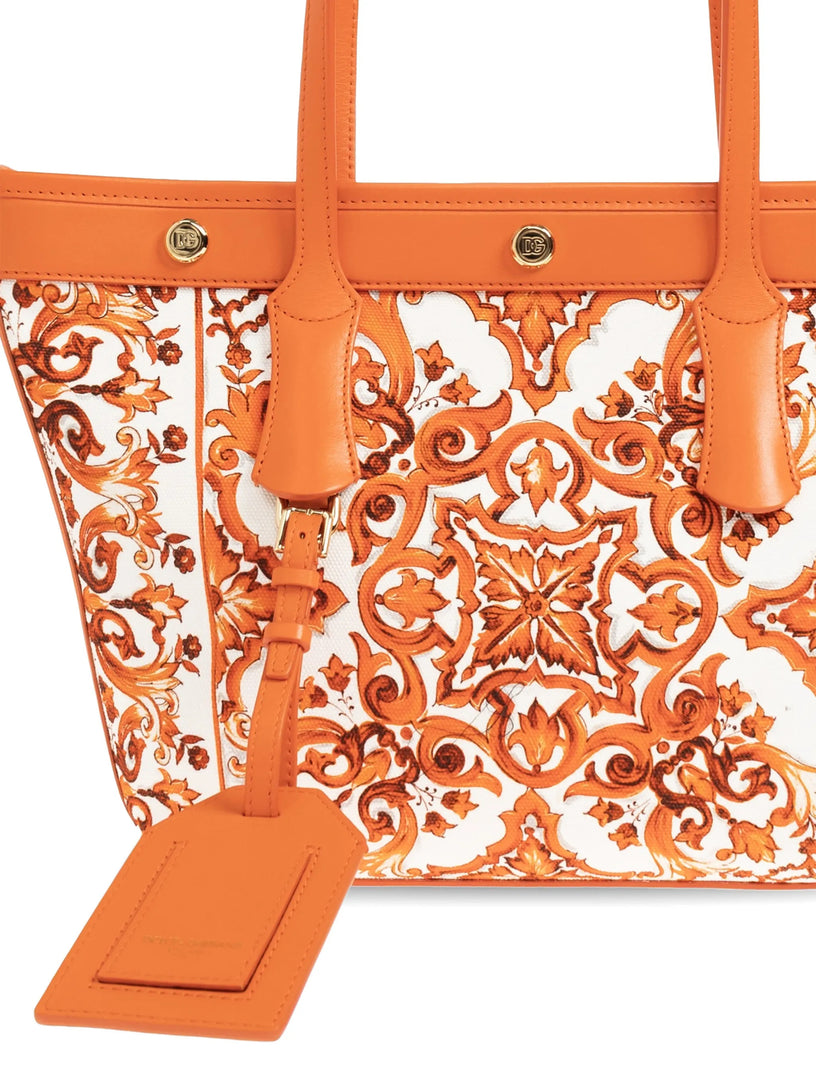 Borsa shopping Atene in canvas stampa maiolica