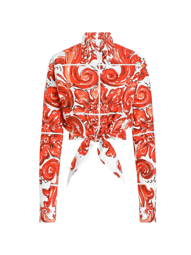 Camicia in popeline stampa maiolica