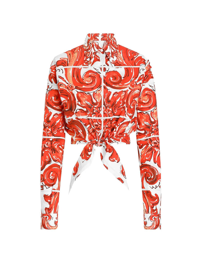 Camicia in popeline stampa maiolica