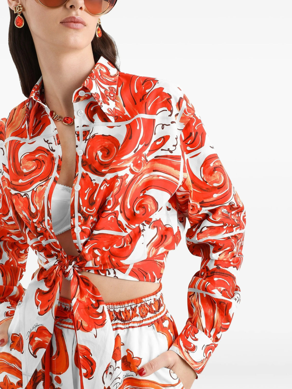 Camicia in popeline stampa maiolica