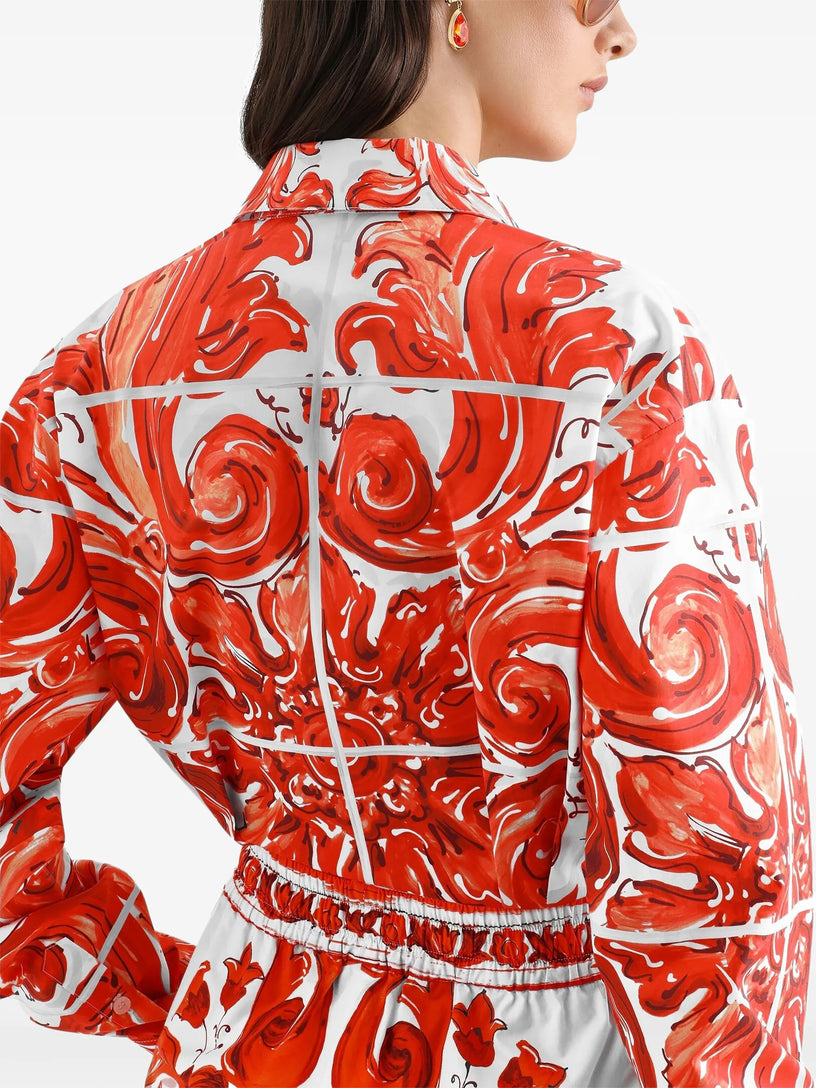 Camicia in popeline stampa maiolica