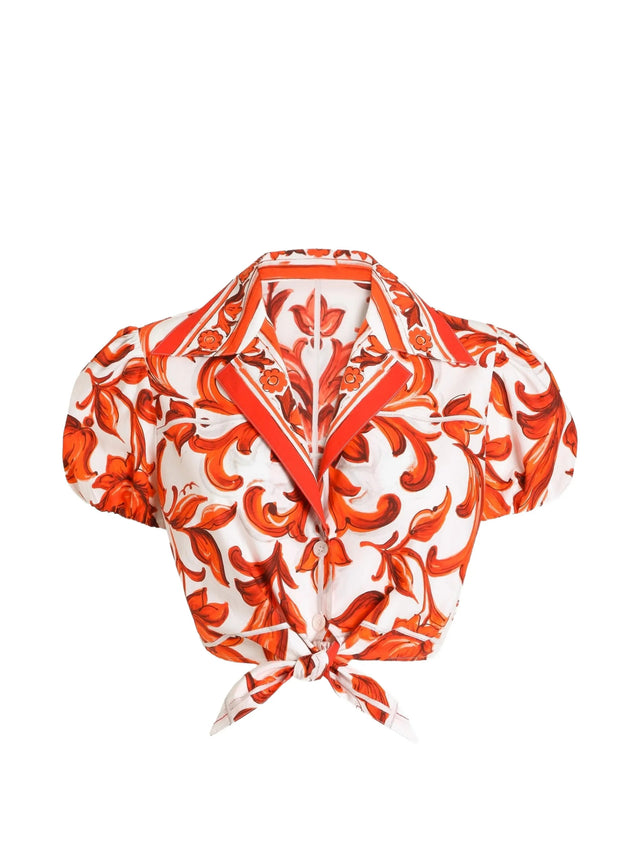 Camicia in popeline stampa maiolica