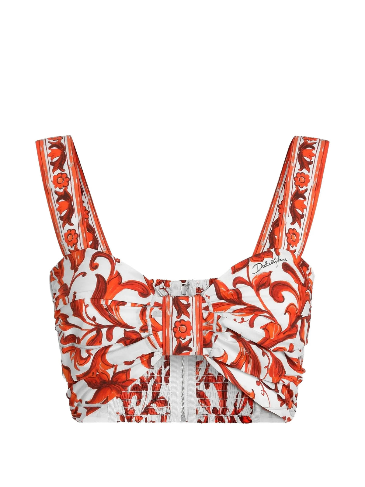 Top in popeline stampa Maiolica