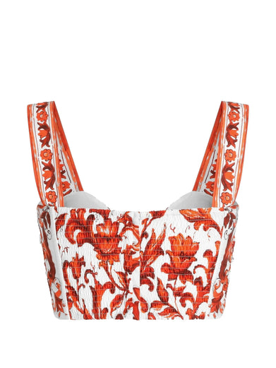 Top in popeline stampa Maiolica