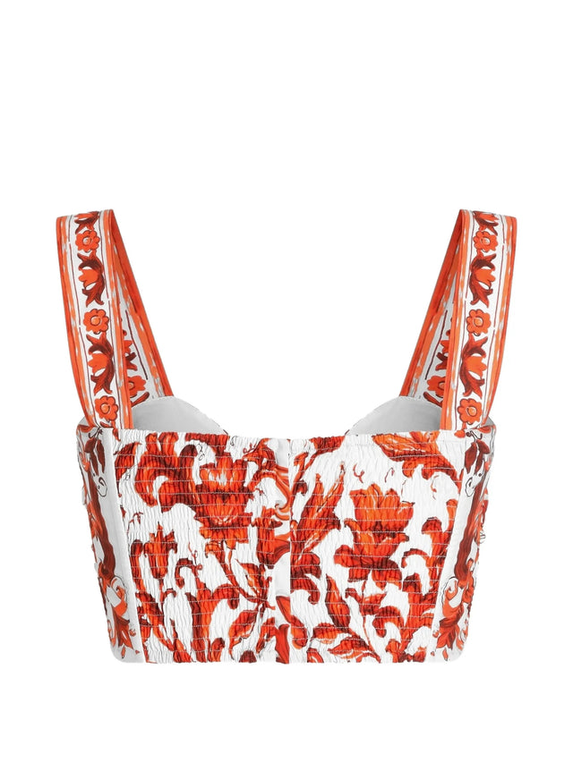 Top in popeline stampa Maiolica