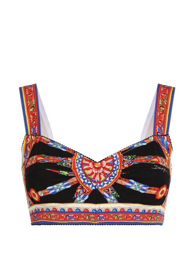 Top in charmeuse stampa carretto