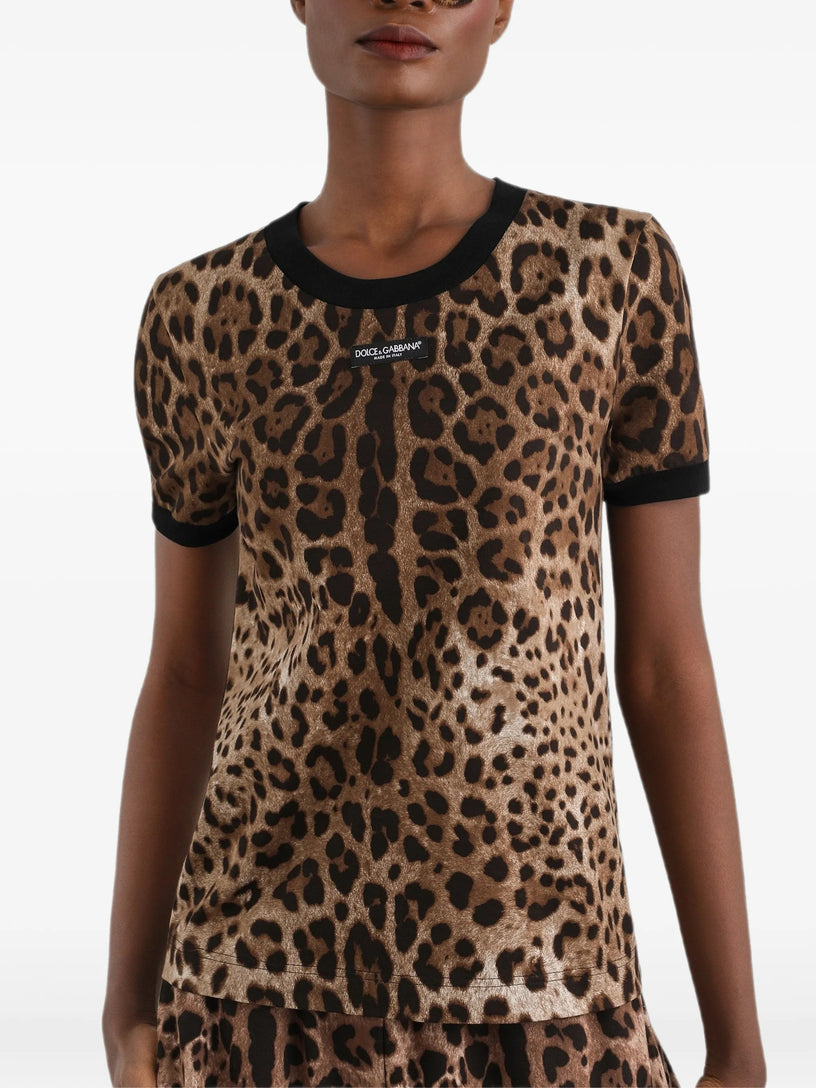 T-shirt in jersey stampa leo