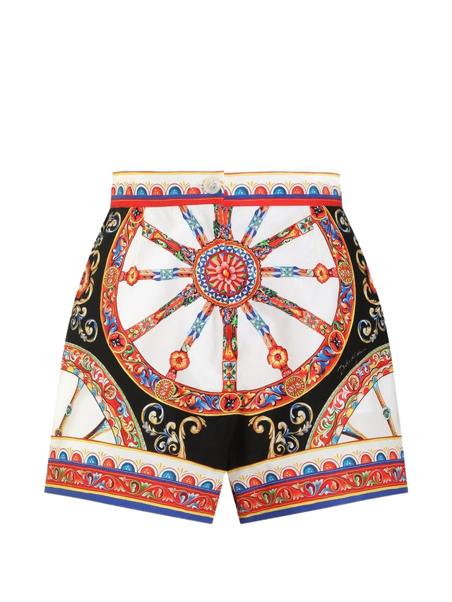 Shorts in popeline stampa carretto